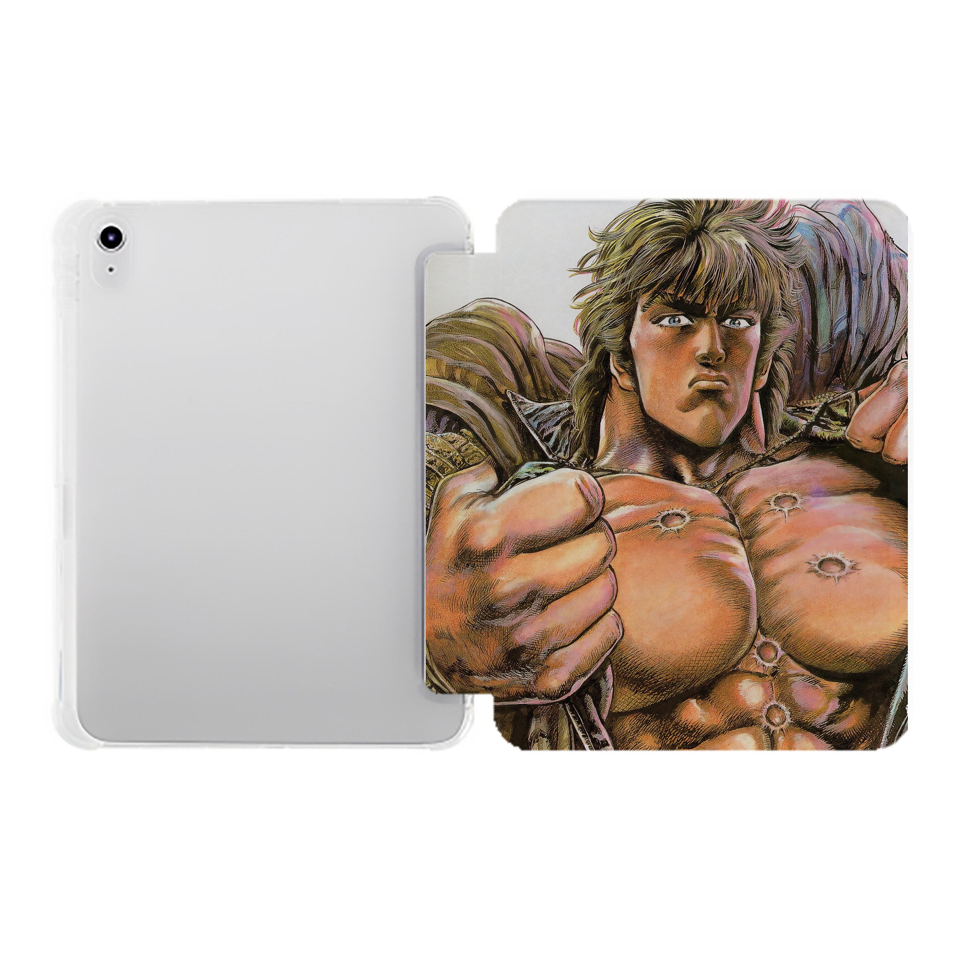 （画像用） 北斗の拳 Fist of the North Star IPad ケース ペン収納付き 三つ折りスタンド PUレザー×シリコン 対応機種9.5/10.5/10.9インチ